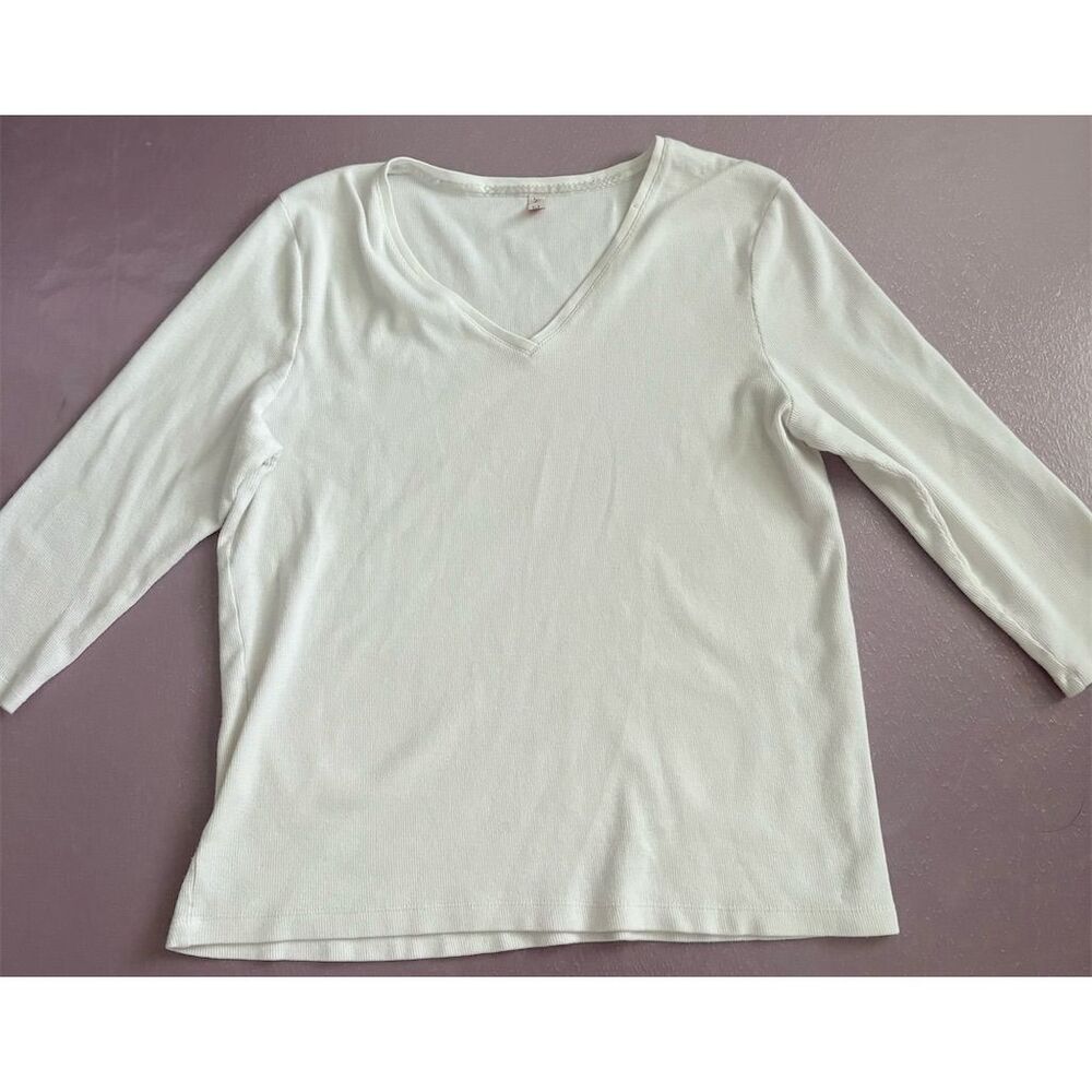 Austin Clothing Co. Women's V-Neck 3/4 Sleeve T-Shirt White XL Casual‎